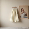 A high-end white linen and cotton skirt for women's spring and summer, a mid-length loose and slimming long skirt with a large swing Specification image